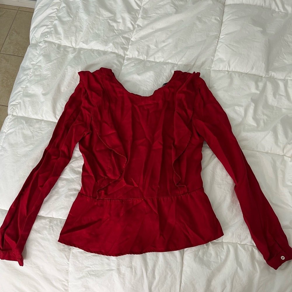 Red Ruffle Long Sleeve Top!